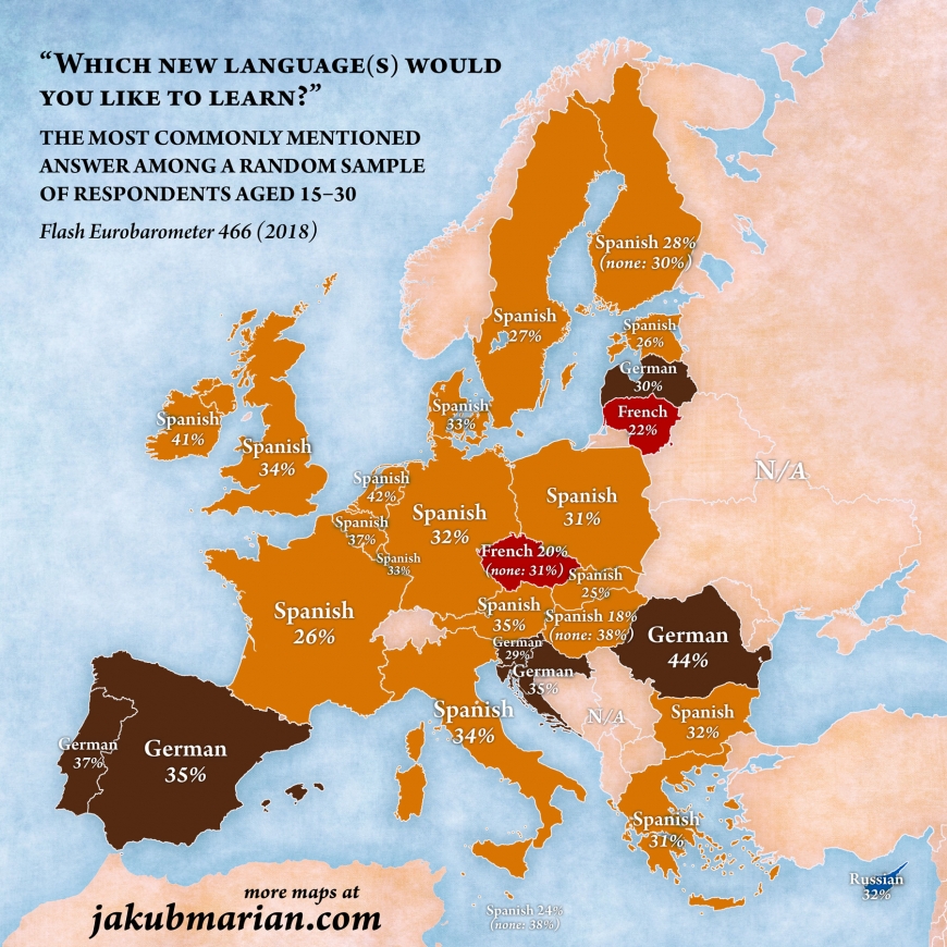 El español, la lengua que más les gustaría aprender a los jóvenes europeos.